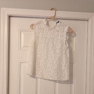 White Lace Sleeveless Top Size m